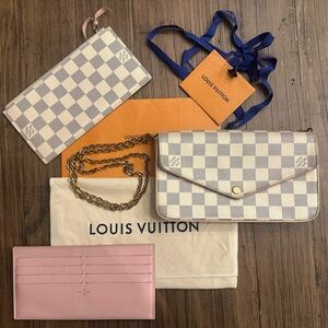 Louis Vuitton Damier Azur Envelope Crossbody with Gold Chain